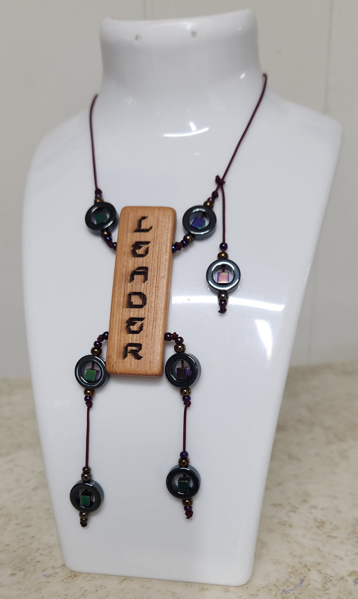 (image for) LEADER Inspirational Word Necklace - Hemalyke Circle Beads with Cube Centers - Click Image to Close