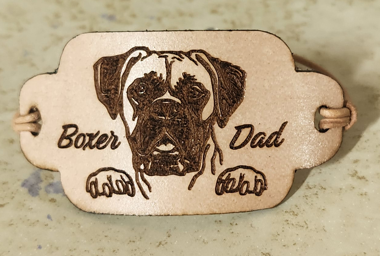 (image for) Leather Engraved Boxer Dad Bracelet! - Click Image to Close