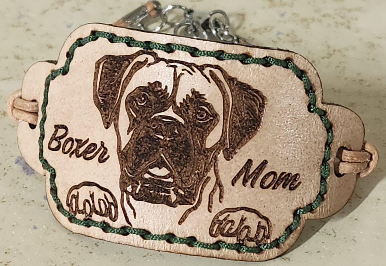 (image for) Leather Engraved Boxer Mom Bracelet!
